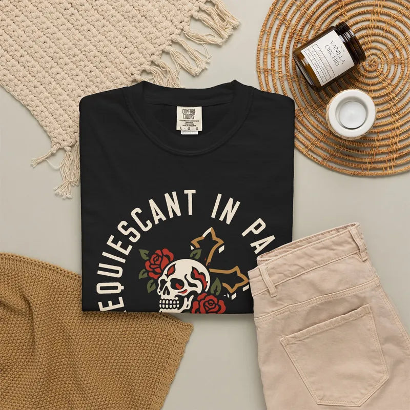 Requiescant in Pace T-Shirt, folded flat